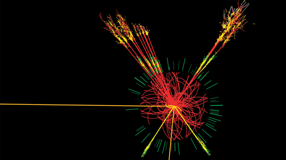 Illustration of a particle collision.